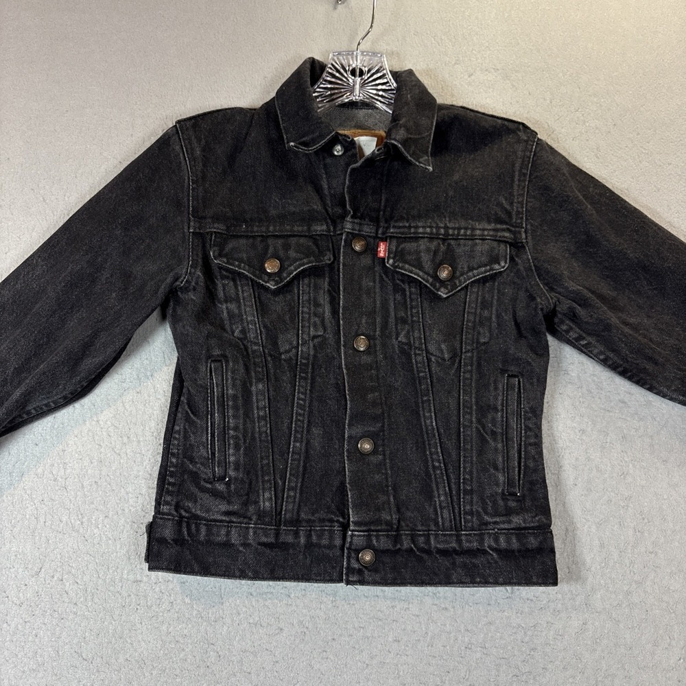 VTG Levi's Trucker Jean Jacket Youth Size‎ 12 Black 1985 Classic